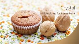 Presentation with muffins - Theme enhanced with homemade-muffins-with-walnuts background and a lemonade colored foreground