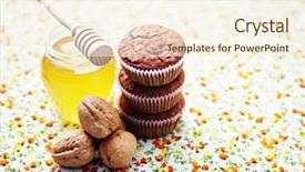  Presentation with muffins - Amazing PPT layouts having homemade muffins with walnuts and honey - sweet food backdrop and a cream colored foreground