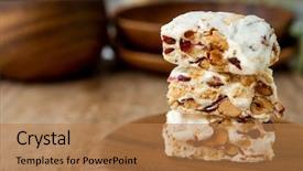  Presentation with bar - Colorful theme enhanced with homemade nougat bar with natural backdrop and a coral colored foreground
