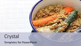  Presentation with traditional food preservation - PPT layouts consisting of homemade nukazuke bran pickled vegetables background and a light blue colored foreground