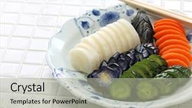  Presentation with traditional food preservation - Slides enhanced with homemade nukazuke bran pickled vegetables background and a light gray colored foreground