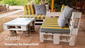  Presentation with pallet - PPT layouts having homemade-pallet-furniture background and a coral colored foreground