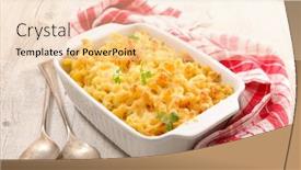  Presentation with pasta - Slide deck consisting of homemade-pasta-gratin-with-cheese background and a lemonade colored foreground