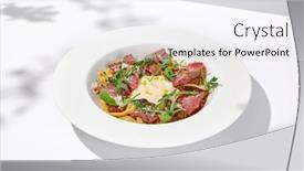 Presentation with pasta sauce - Slide set consisting of homemade-pasta-with-pastrami background and a white colored foreground