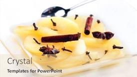  Presentation with pear - Presentation theme featuring homemade-pear-compote-with-spices background and a  colored foreground