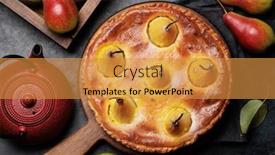  Presentation with pear - Slide deck enhanced with homemade-pear-pie-fruit-tart background and a  colored foreground