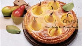  Presentation with pear - PPT theme featuring homemade-pear-pie-fruit-tart background and a yellow colored foreground