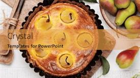  Presentation with pear - Theme having homemade-pear-pie-fruit-tart background and a gold colored foreground