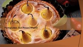  Presentation with pear - Presentation theme with homemade-pear-pie-fruit-tart background and a gold colored foreground