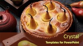  Presentation with pear - Presentation theme featuring homemade-pear-pie-fruit-tart and a tawny brown colored foreground