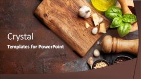  Presentation with leaves flat lay - Presentation with homemade-pesto-sauce-cooking background and a tawny brown colored foreground