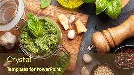  Presentation with leaves flat lay - Slide deck featuring homemade-pesto-sauce-with-basil background and a tawny brown colored foreground