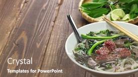  Presentation with beef - Cool new presentation theme with homemade-pho-bo-vietnamese-beef backdrop and a violet colored foreground