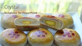  Presentation with cake - Audience pleasing slides consisting of homemade-pia-cake-with-durain backdrop and a cream colored foreground