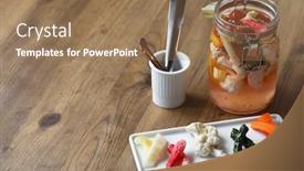  Presentation with celery - Beautiful PPT theme featuring homemade-pickles-celery-radish-cauliflower backdrop and a coral colored foreground