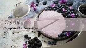  Presentation with table grape - Slides having homemade-piece-of-delicious-blueberry background and a light gray colored foreground