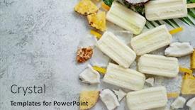  Presentation with pineapple - PPT layouts consisting of homemade-pineapple-coconut-popsicles background and a light gray colored foreground