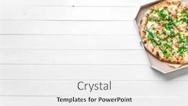  Presentation with pizza - Beautiful theme featuring homemade-pizza-in-cardboard backdrop and a white colored foreground