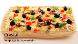  Presentation with pizza - Beautiful slide deck featuring homemade pizza isolated on white backdrop and a coral colored foreground