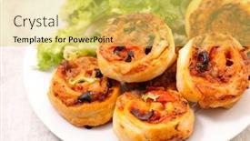  Presentation with appetizer - Slides enhanced with homemade pizza roll appetizer background and a yellow colored foreground