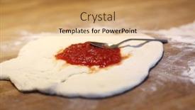  Presentation with pizza - Presentation theme enhanced with homemade-pizza-sourdoungh-home-made background and a yellow colored foreground