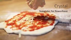  Presentation with pizza - Slide deck featuring homemade-pizza-sourdoungh-home-made background and a coral colored foreground