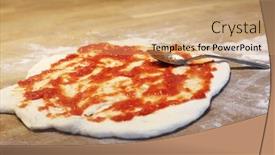  Presentation with pizza - Slides consisting of homemade-pizza-sourdoungh-home-made background and a coral colored foreground