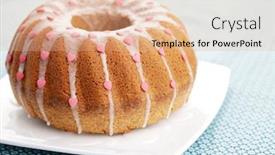  Presentation with cake - Colorful PPT theme enhanced with homemade-poppyseed-easter-cake-sweet backdrop and a coral colored foreground