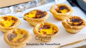  Presentation with egg - PPT layouts consisting of homemade-portuguese-egg-tart background and a  colored foreground