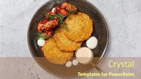  Presentation with bacon - Theme with homemade-potato-latkes-with-bacon background and a red colored foreground