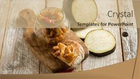  Presentation with preserved - Presentation theme consisting of homemade-preserved-eggplants-in-oil background and a soft green colored foreground