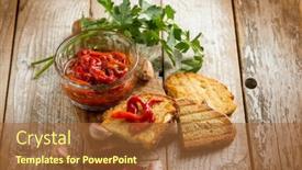  Presentation with preserved - Presentation theme featuring homemade-preserved-pepper-in-oil background and a red colored foreground