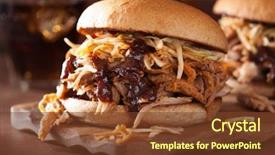  Presentation with burger - Beautiful PPT layouts featuring homemade pulled pork burger backdrop and a tawny brown colored foreground