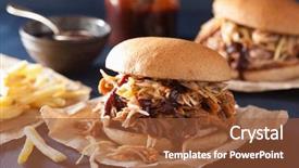  Presentation with burger - Beautiful presentation featuring homemade pulled pork burger backdrop and a tawny brown colored foreground