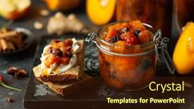  Presentation with preserved - PPT layouts with homemade-pumpkin-and-apple-chutney background and a tawny brown colored foreground