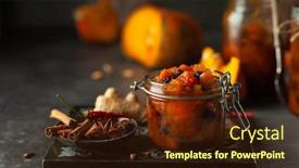  Presentation with preserved - Audience pleasing slide set consisting of homemade-pumpkin-and-apple-chutney backdrop and a wine colored foreground