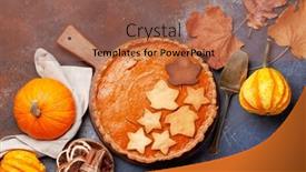  Presentation with wooden - PPT theme featuring homemade-pumpkin-pie-on-wooden background and a red colored foreground