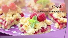  Presentation with gourmet sweet dessert bakery food - PPT theme enhanced with giftwrap - packed box beautifully wrapped gift background and a coral colored foreground