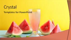  Presentation with child drinking water from glass - Colorful slide set enhanced with homemade refreshing drink in glass backdrop and a yellow colored foreground