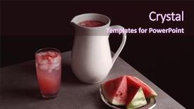  Presentation with child drinking water from glass - PPT theme enhanced with homemade refreshing drink in glass background and a wine colored foreground