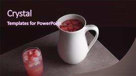  Presentation with child drinking water from glass - Theme enhanced with homemade refreshing drink with watermelon background and a wine colored foreground