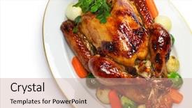  Presentation with thanksgiving dinner - Theme featuring homemade roast turkey thanksgiving christmas dinner isolated on white background background and a coral colored foreground