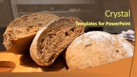  Presentation with round table - Presentation theme with homemade-round-bread background and a tawny brown colored foreground
