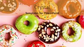  Presentation with donuts - Presentation theme enhanced with homemade-round-glazed-donuts-ready background and a gold colored foreground