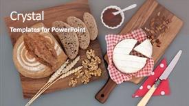  Presentation with camembert - Beautiful PPT layouts featuring homemade rye bread brown loaf backdrop and a  colored foreground