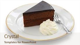  Presentation with white chocolate - Theme enhanced with homemade sachertorte austrian chocolate cake background and a soft green colored foreground