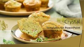  Presentation with feta cheese - Slides enhanced with homemade-savory-zucchini-muffins background and a yellow colored foreground