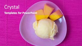 Presentation with mango - Colorful PPT theme enhanced with homemade-scoop-of-mango-sorbet backdrop and a purple colored foreground