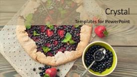  Presentation with biscuit - Cool new slide set with homemade sea biscuit with strawberries and blueberries on wooden background summer still life backdrop and a coral colored foreground