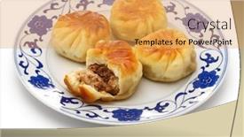  Presentation with bao bun - PPT theme with homemade-shui-jian-bao-taiwanese background and a yellow colored foreground